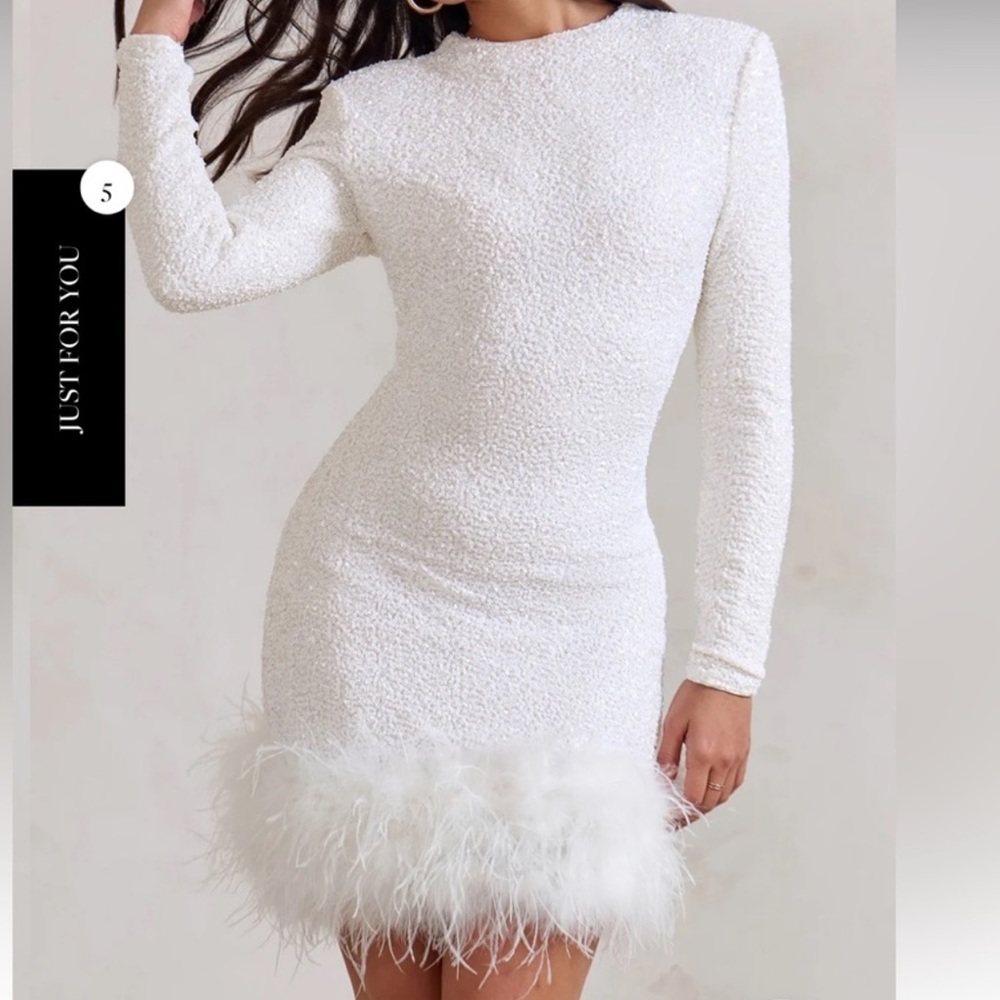 Club L London White Feather PERFECT reception dress size: medium